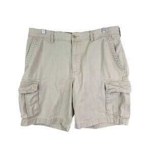 Mens Beige Red Head Cargo Shorts 100% Cotton 9" Inseam Size 36